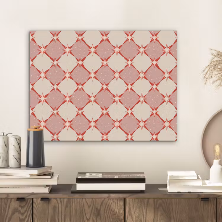 Ruiten - Sterren - Vintage - Oudroze - Rood PET vilt klein 837 -sfeer1