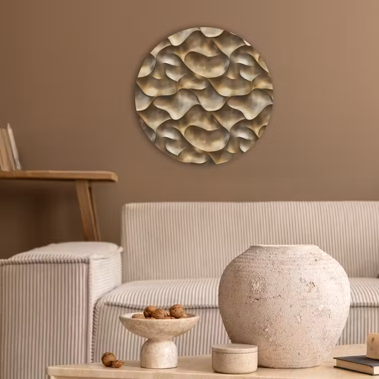 Abstract - Antiek - Goud Akoestische PET Vilt - Rond klein 838 -sfeer1