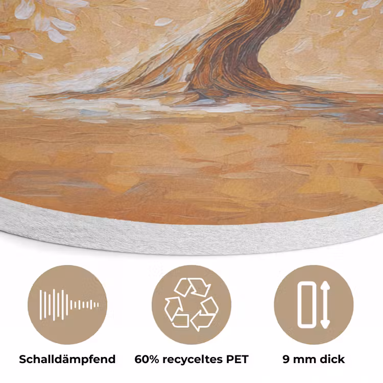 Abstract - Boom - Wit - Bladeren Akoestische PET Vilt - Rond klein -closeup_DE