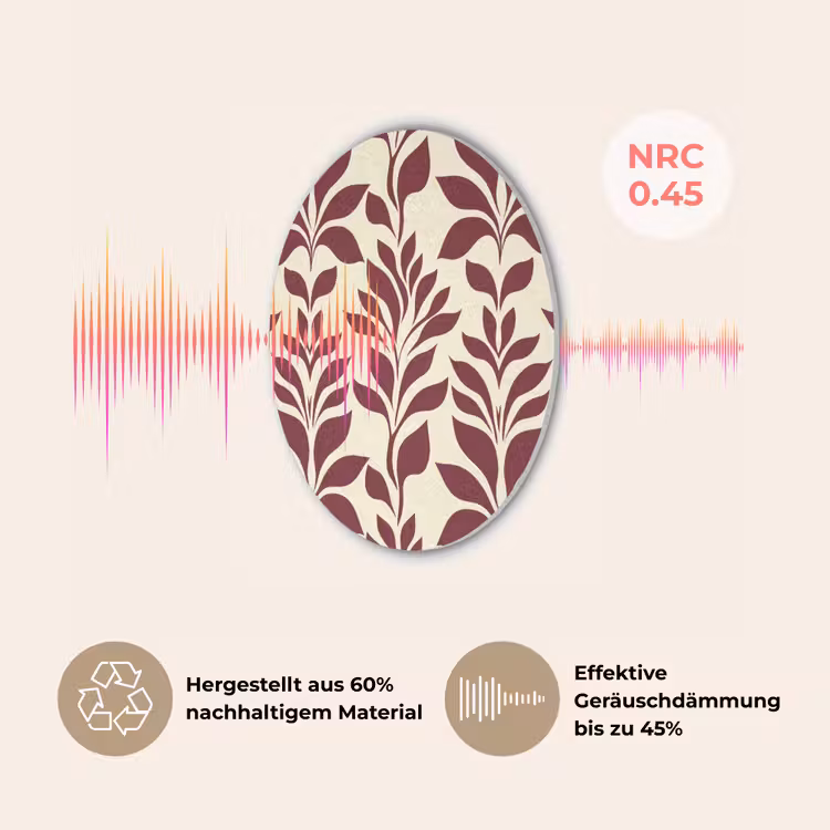 Abstract - Bladeren - Burgundy Akoestische PET Vilt - Rond klein 838 -USP_DE