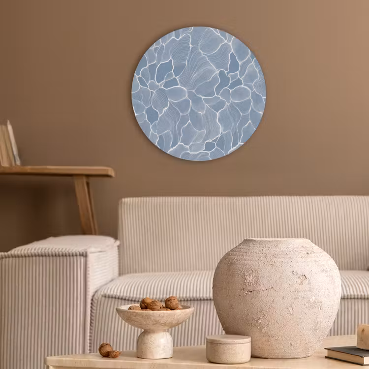Abstract - Blauw - Bladeren Akoestische PET Vilt - Rond klein -sfeer1