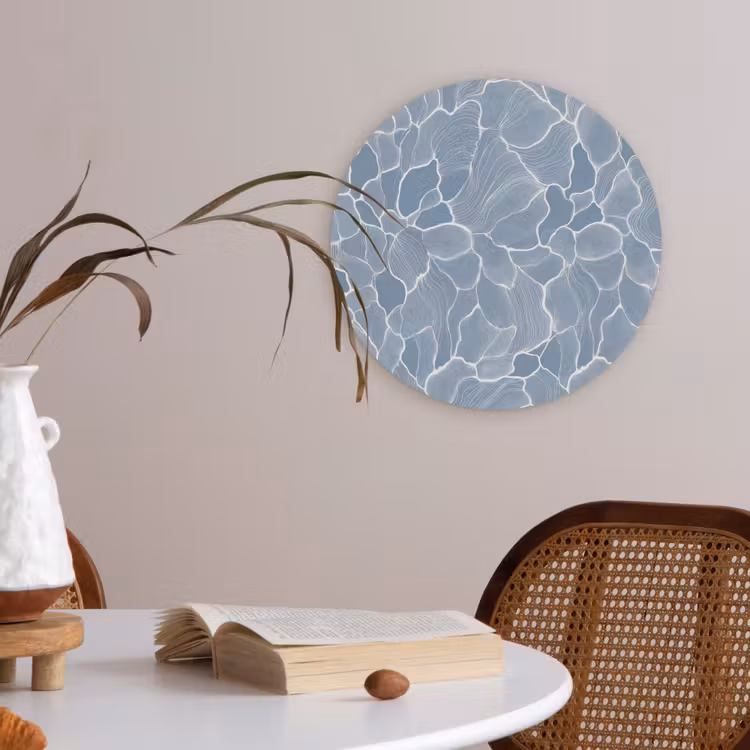 Abstract - Blauw - Bladeren Akoestische PET Vilt - Rond klein -sfeer3