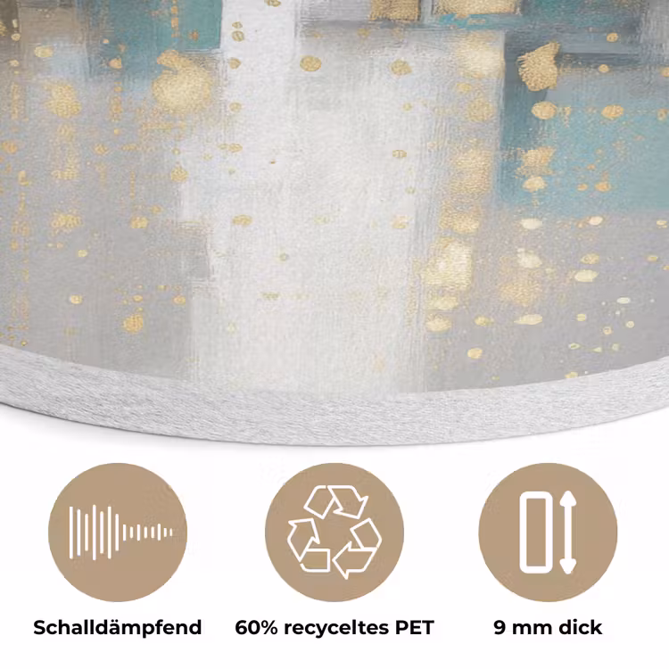 Abstract - Blokken - Goud - Skyline Akoestische PET Vilt - Rond klein -closeup_DE
