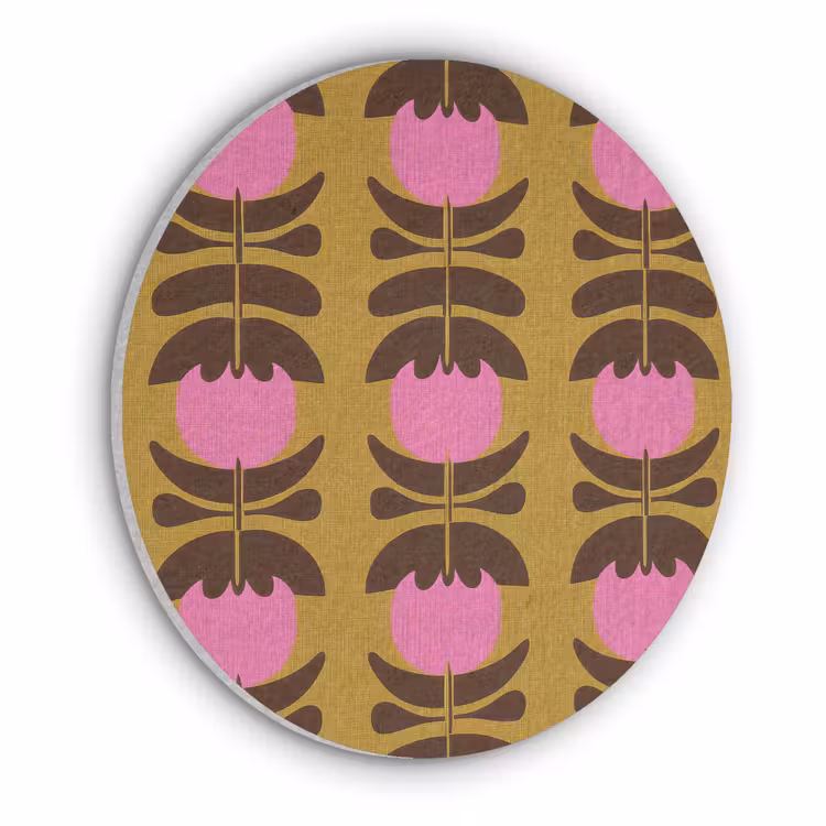 Abstract - Bloemen - Roze Akoestische PET Vilt - Rond klein 838 -3d