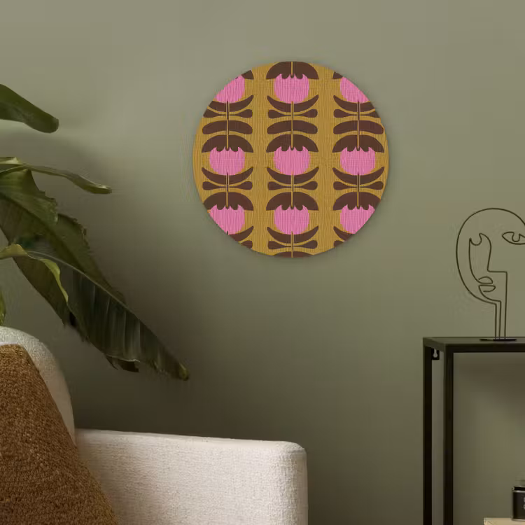 Abstract - Bloemen - Roze Akoestische PET Vilt - Rond klein 838 -sfeer2