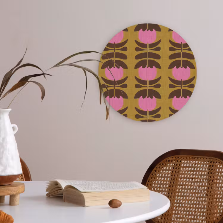 Abstract - Bloemen - Roze Akoestische PET Vilt - Rond klein 838 -sfeer3