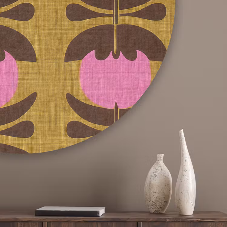 Abstract - Bloemen - Roze Akoestische PET Vilt - Rond klein 838 -sfeer5_closeup