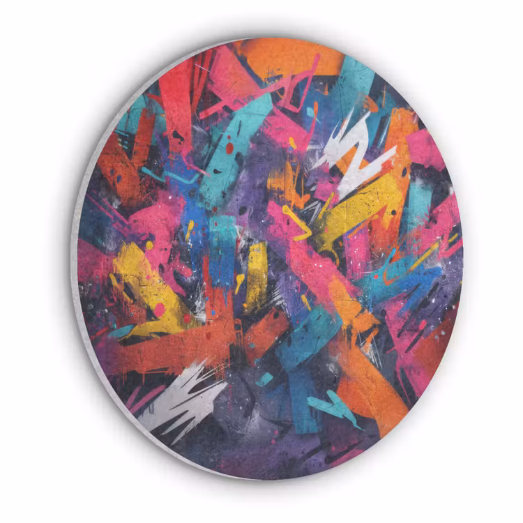 Abstract - Explosie - Neonkleuren Akoestische PET Vilt - Rond klein -3d