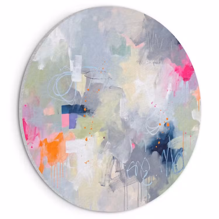 Abstract - Kleurrijk - Modern - Kunst Akoestische PET Vilt - Rond klein -3d