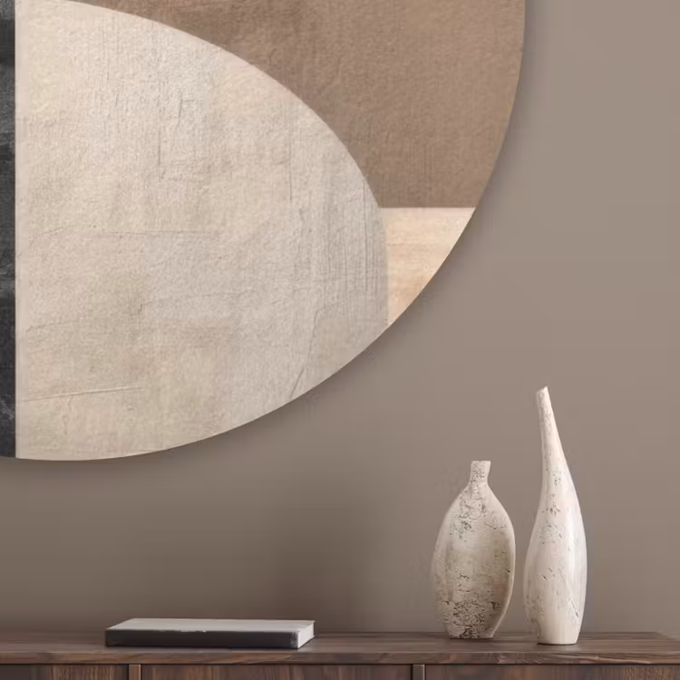 Abstract - Vlakken - Zwart - Rond Akoestische PET Vilt - Rond klein -sfeer5_closeup