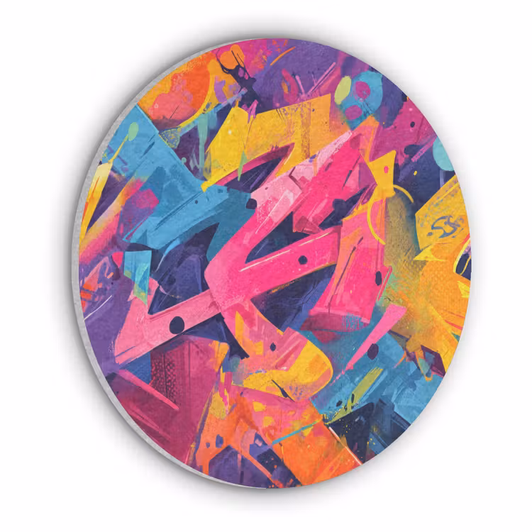 Abstract - Vormen - Kleurrijk Akoestische PET Vilt - Rond klein -3d