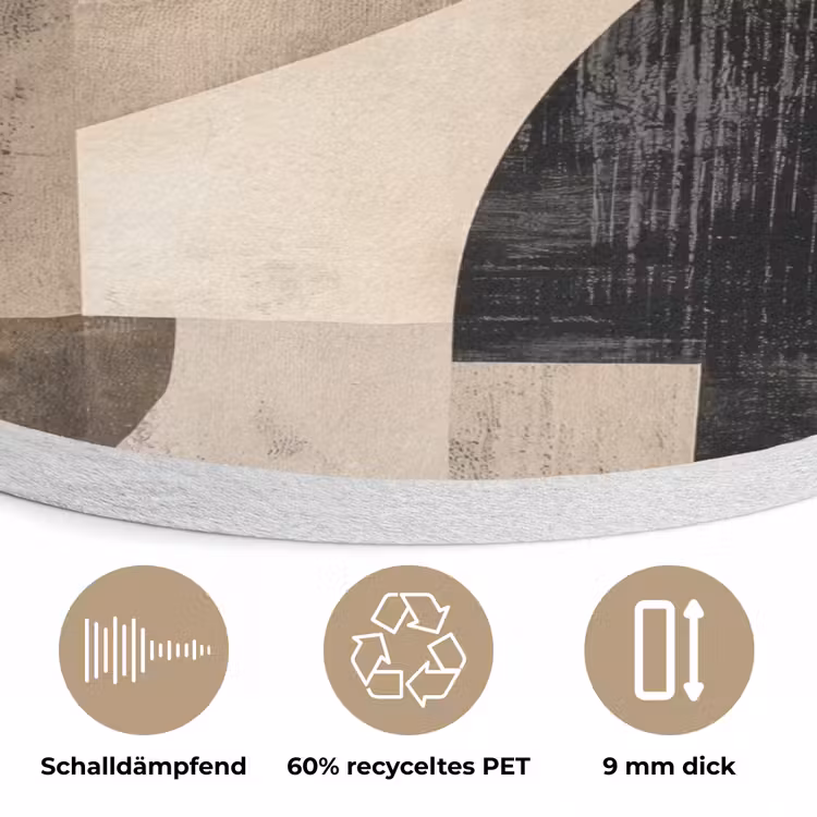 Abstract - Vormen - Modern - Beige Akoestische PET Vilt - Rond klein -closeup_DE