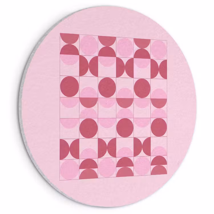 Abstract - Geometrisch - Cirkels - Roze - Modern Akoestische PET Vilt - Rond klein -3d