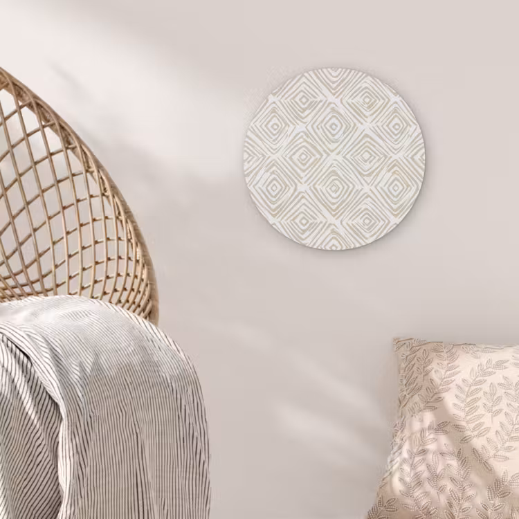 Abstract - Ruit - Beige Akoestische PET Vilt - Rond klein 838 -sfeer4