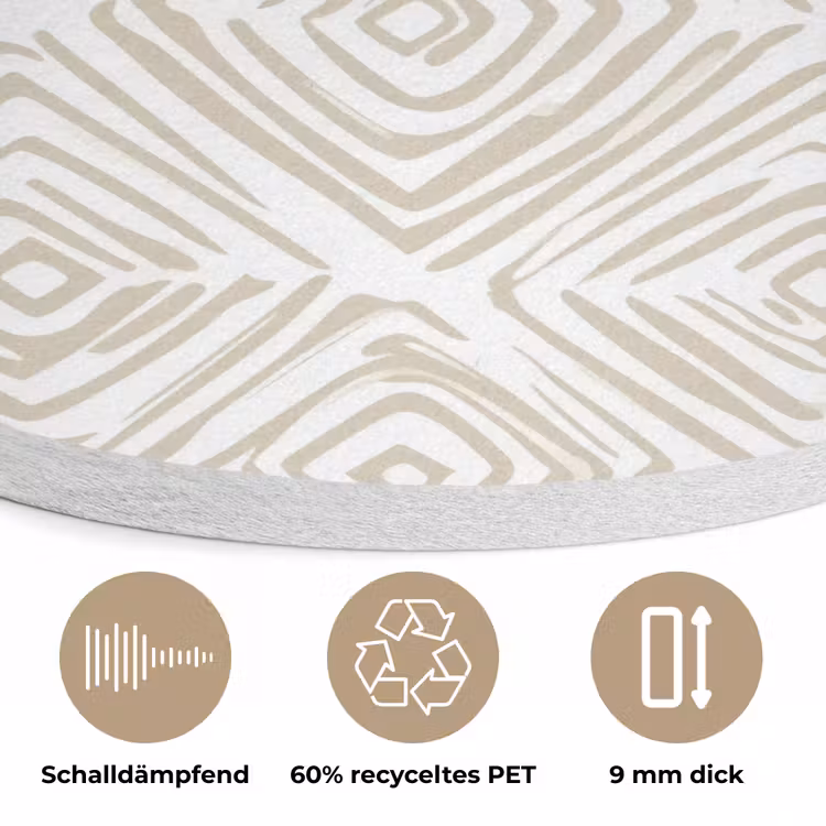 Abstract - Ruit - Beige Akoestische PET Vilt - Rond klein 838 -closeup_DE