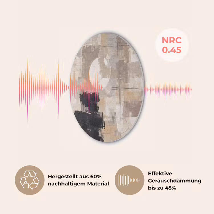 Abstract - Cirkel - Modern - Beige - Zwart - Minimalistisch Akoestische PET Vilt - Rond klein -USP_DE