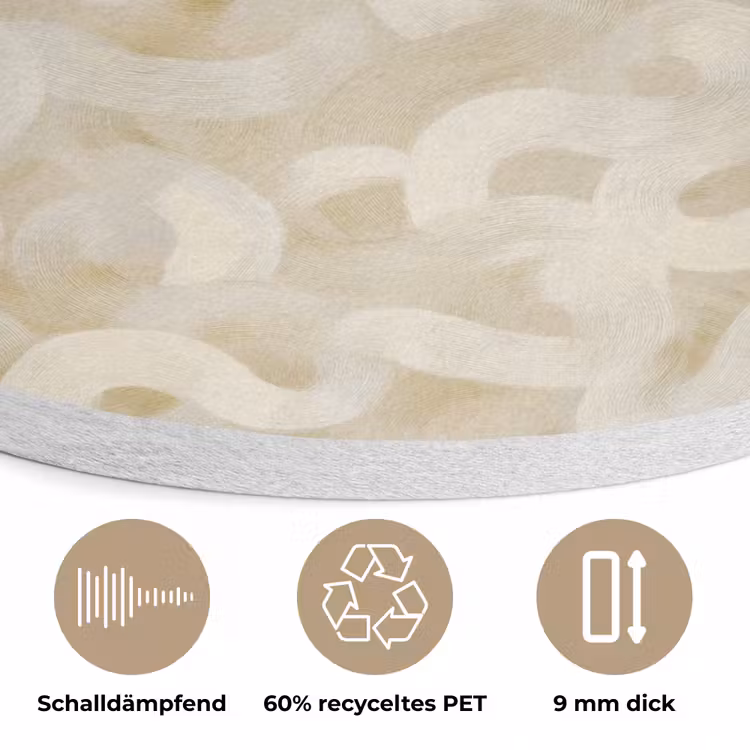 Abstract - Lijnen - Beige Akoestische PET Vilt - Rond klein 838 -closeup_DE