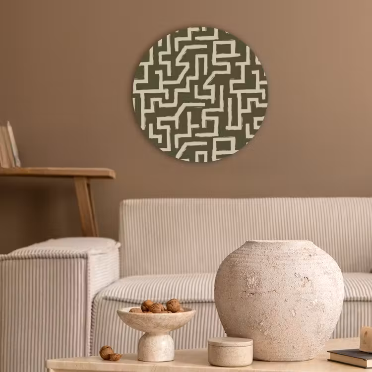 Abstract - Lijnen - Groen Akoestische PET Vilt - Rond klein 838 -sfeer1