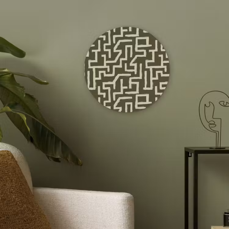 Abstract - Lijnen - Groen Akoestische PET Vilt - Rond klein 838 -sfeer2