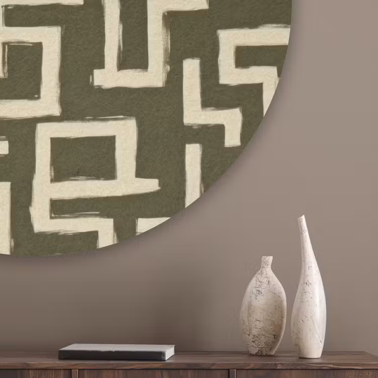 Abstract - Lijnen - Groen Akoestische PET Vilt - Rond klein 838 -sfeer5_closeup