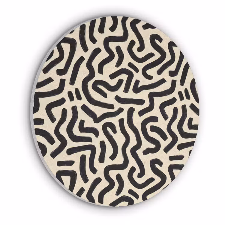 Abstract - Lijnen - Zwart Akoestische PET Vilt - Rond klein 838 -3d