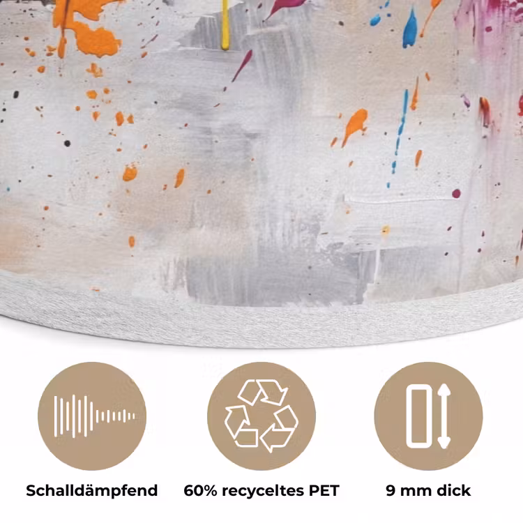 Abstract - Schilderij - Kleurrijk - Dynamisch Akoestische PET Vilt - Rond klein -closeup_DE