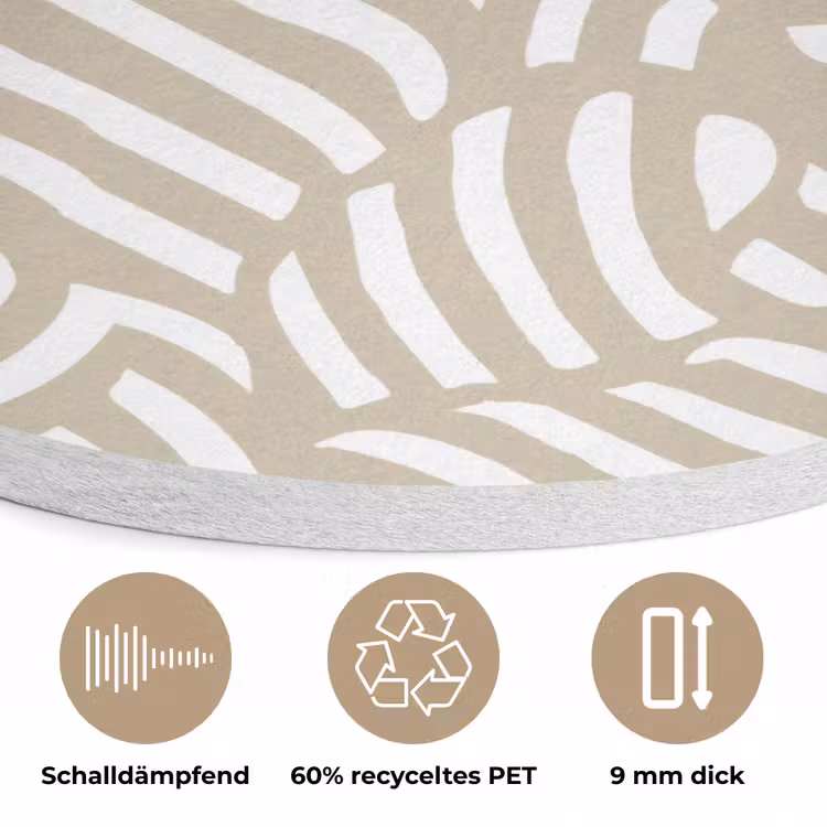 Abstract - Modern - Beige Akoestische PET Vilt - Rond klein 838 -closeup_DE