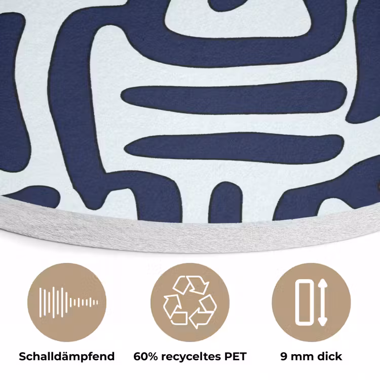 Abstract - Modern - Blauw Akoestische PET Vilt - Rond klein 838 -closeup_DE