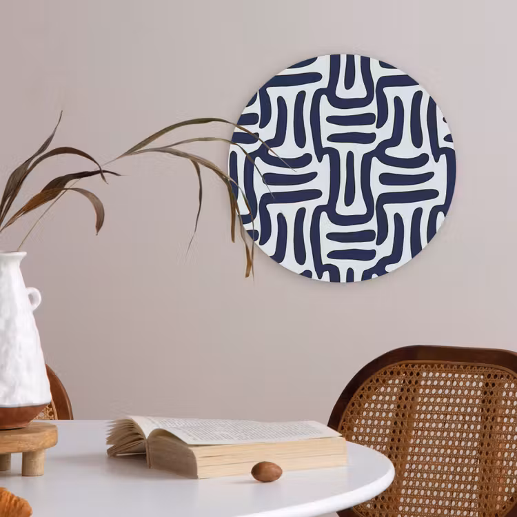 Abstract - Modern - Blauw Akoestische PET Vilt - Rond klein 838 -sfeer3