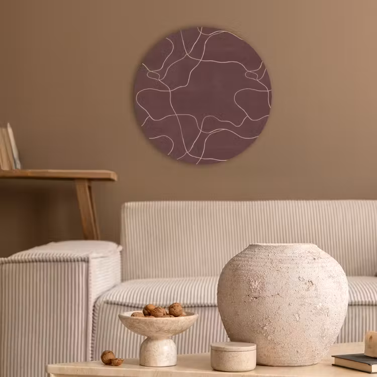 Abstract - Modern - Bruin Akoestische PET Vilt - Rond klein 838 -sfeer1
