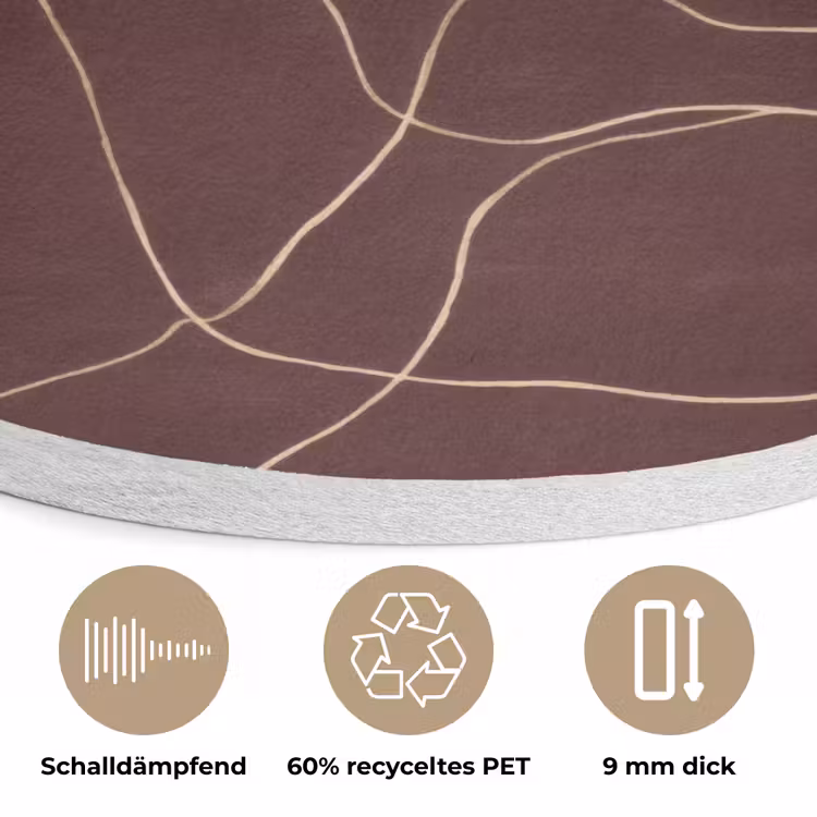 Abstract - Modern - Bruin Akoestische PET Vilt - Rond klein 838 -closeup_DE