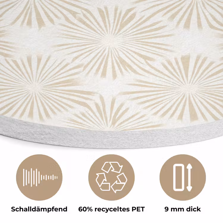 Abstract - Motief - Beige Akoestische PET Vilt - Rond klein 838 -closeup_DE