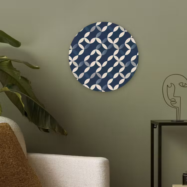 Abstract - Patroon - Blauw Akoestische PET Vilt - Rond klein 838 -sfeer2