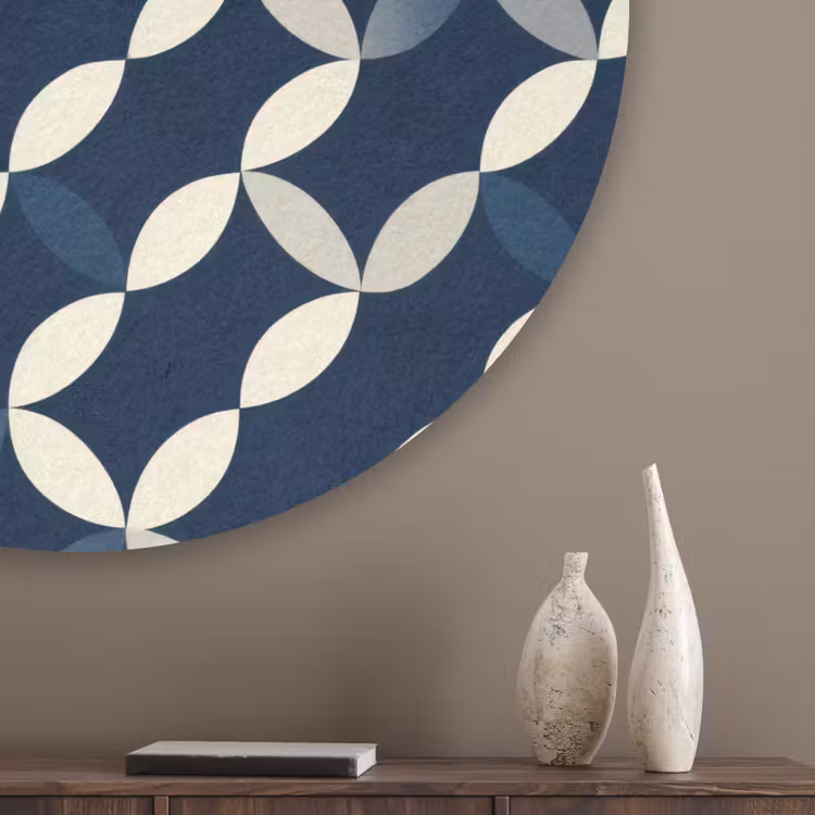 Abstract - Patroon - Blauw Akoestische PET Vilt - Rond klein 838 -sfeer5_closeup