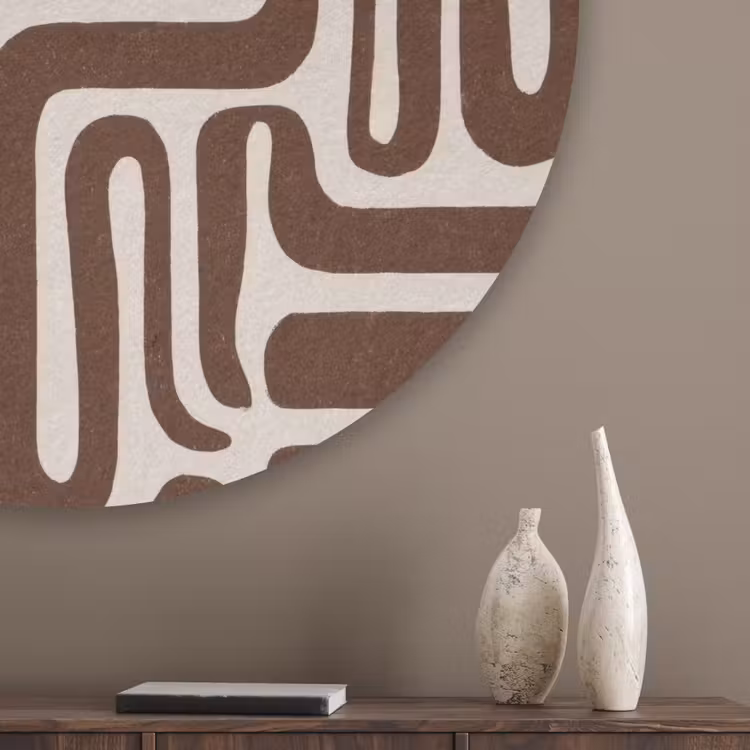 Abstract - Patroon - Bruin Akoestische PET Vilt - Rond klein 838 -sfeer5_closeup