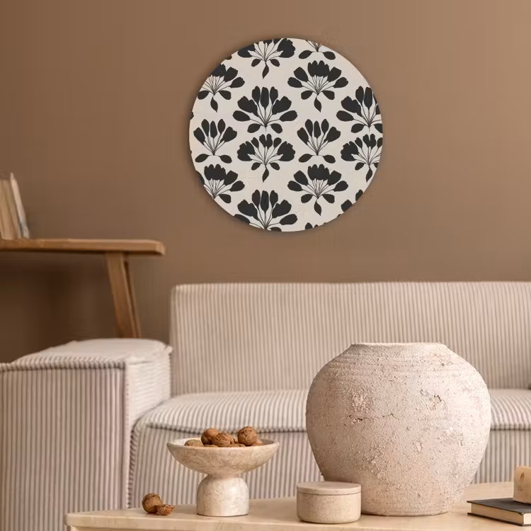 Abstract - Patroon - Zwart Akoestische PET Vilt - Rond klein 838 -sfeer1