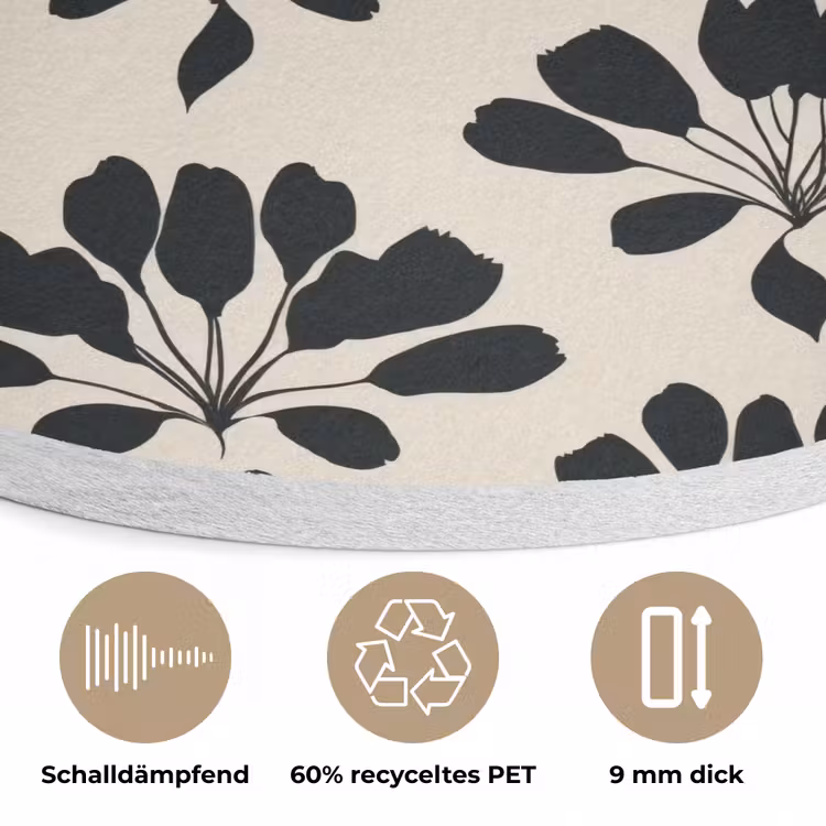 Abstract - Patroon - Zwart Akoestische PET Vilt - Rond klein 838 -closeup_DE