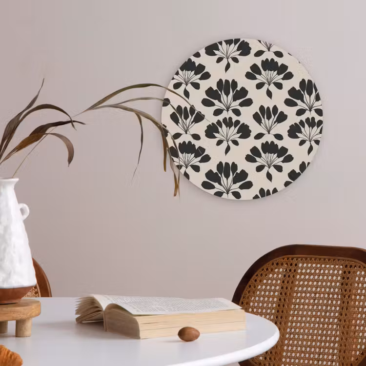 Abstract - Patroon - Zwart Akoestische PET Vilt - Rond klein 838 -sfeer3