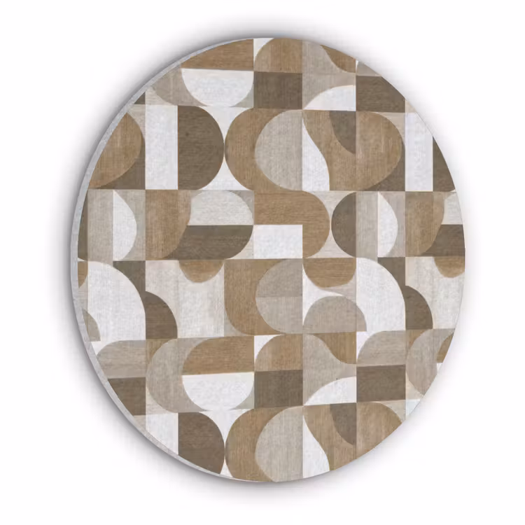 Abstract - Retro - Bruin Akoestische PET Vilt - Rond klein 838 -3d