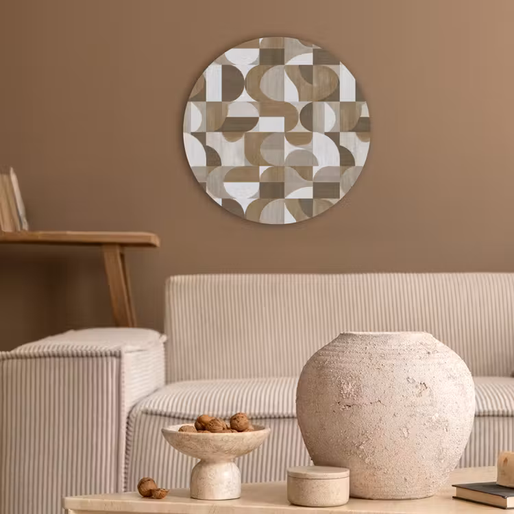 Abstract - Retro - Bruin Akoestische PET Vilt - Rond klein 838 -sfeer1