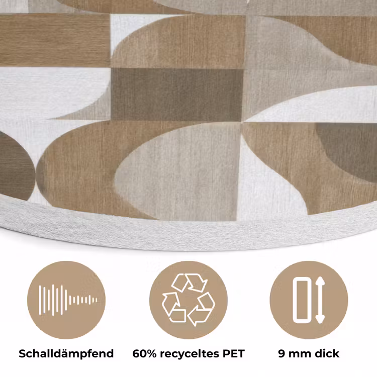 Abstract - Retro - Bruin Akoestische PET Vilt - Rond klein 838 -closeup_DE