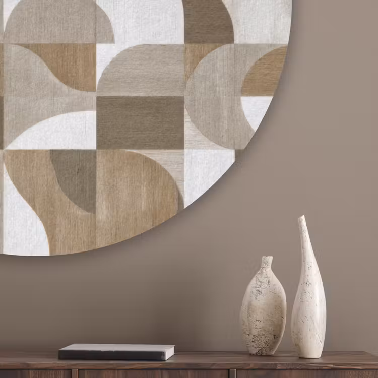 Abstract - Retro - Bruin Akoestische PET Vilt - Rond klein 838 -sfeer5_closeup