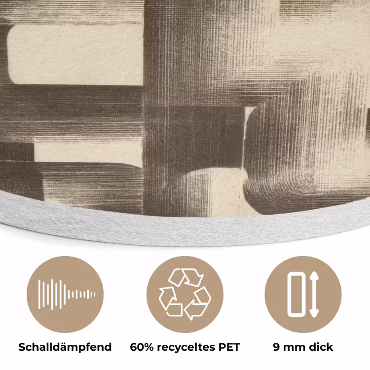 Abstract - Retro - Zwart Akoestische PET Vilt - Rond klein 838 -closeup_DE