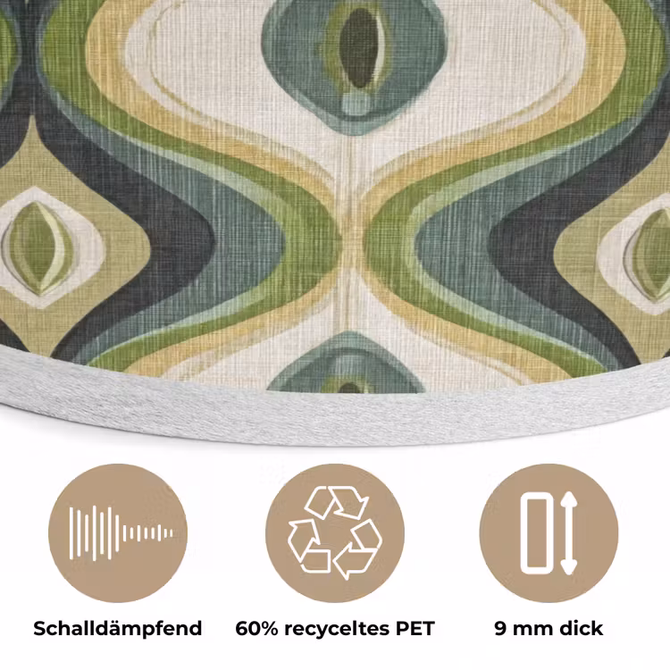 Abstract - Ritmisch - Groen Akoestische PET Vilt - Rond klein 838 -closeup_DE