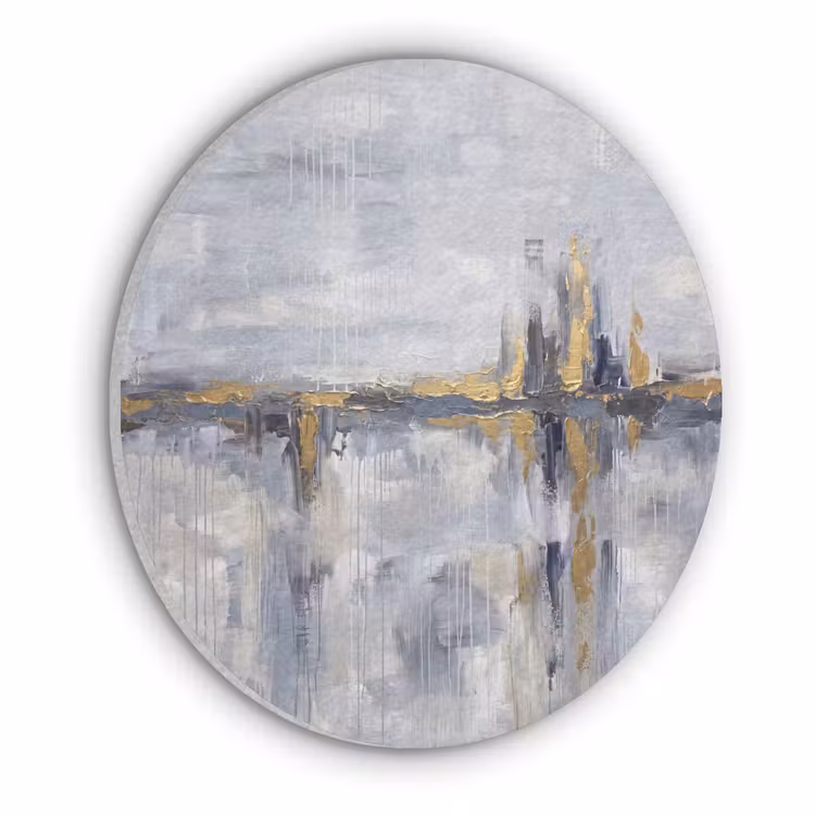 Abstract - Structuur - Goud - Grijs - Modern Akoestische PET Vilt - Rond klein -3d