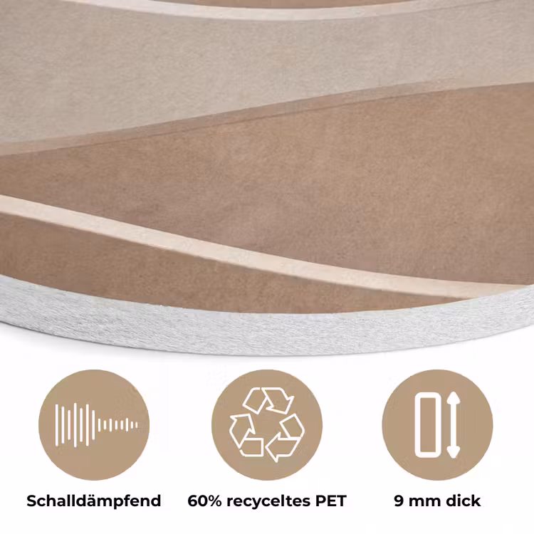 Abstract - Golven - Modern - Beige Akoestische PET Vilt - Rond klein -closeup_DE