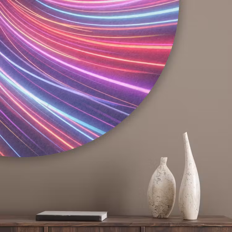 Abstract - Swirl - Futuristic - Neon Akoestische PET Vilt - Rond klein -sfeer5_closeup