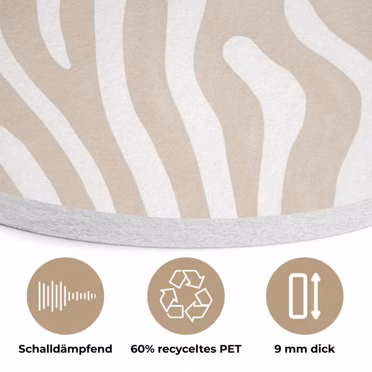 Abstract - Zebra - Beige Akoestische PET Vilt - Rond klein 838 -closeup_DE