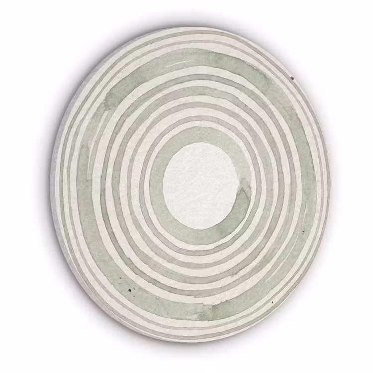 Abstractie - Cirkels - Waterverf - Groen - Modern Akoestische PET Vilt - Rond klein -3d