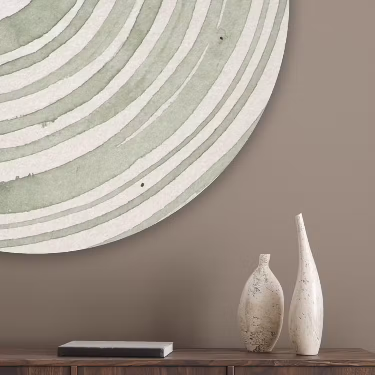 Abstractie - Cirkels - Waterverf - Groen - Modern Akoestische PET Vilt - Rond klein -sfeer5_closeup